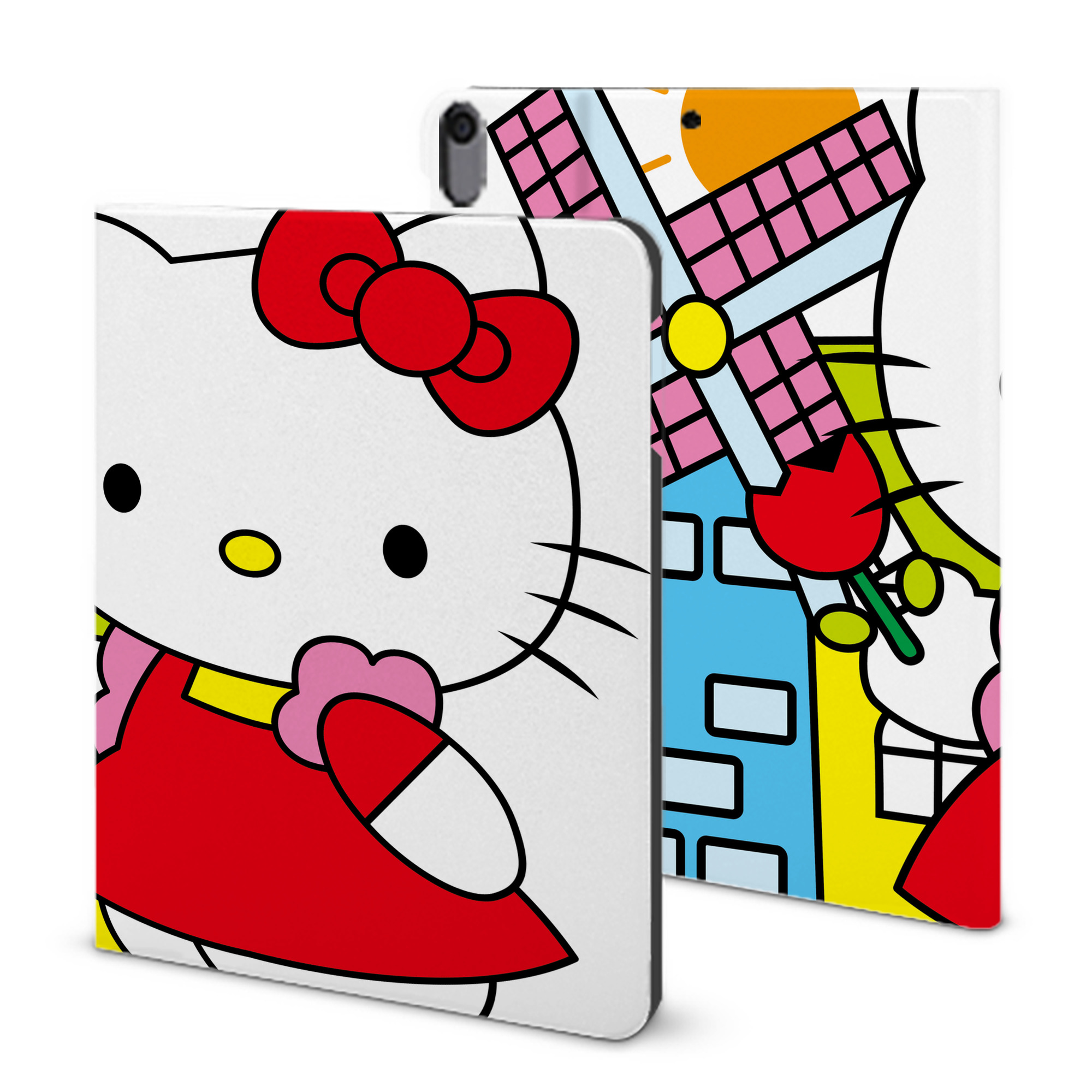 （画像用） Hello Kitty ハローキティ IPad ケース ブック型 PUレザー TPU 耐衝撃 軽量 薄型 ペン収納なし 全面保護 IPad 各モデル対応
